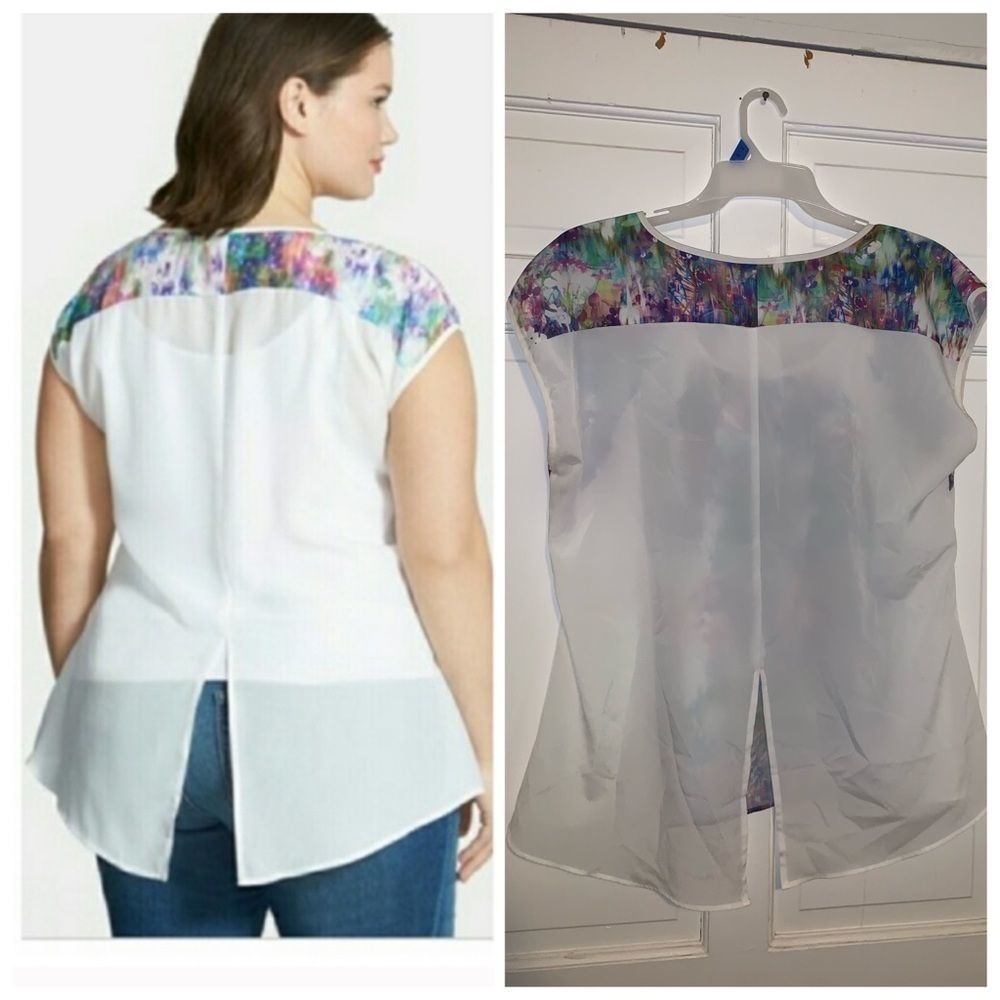 City Chic Garden Floral Top Sz 16 - Picture 2 of 11